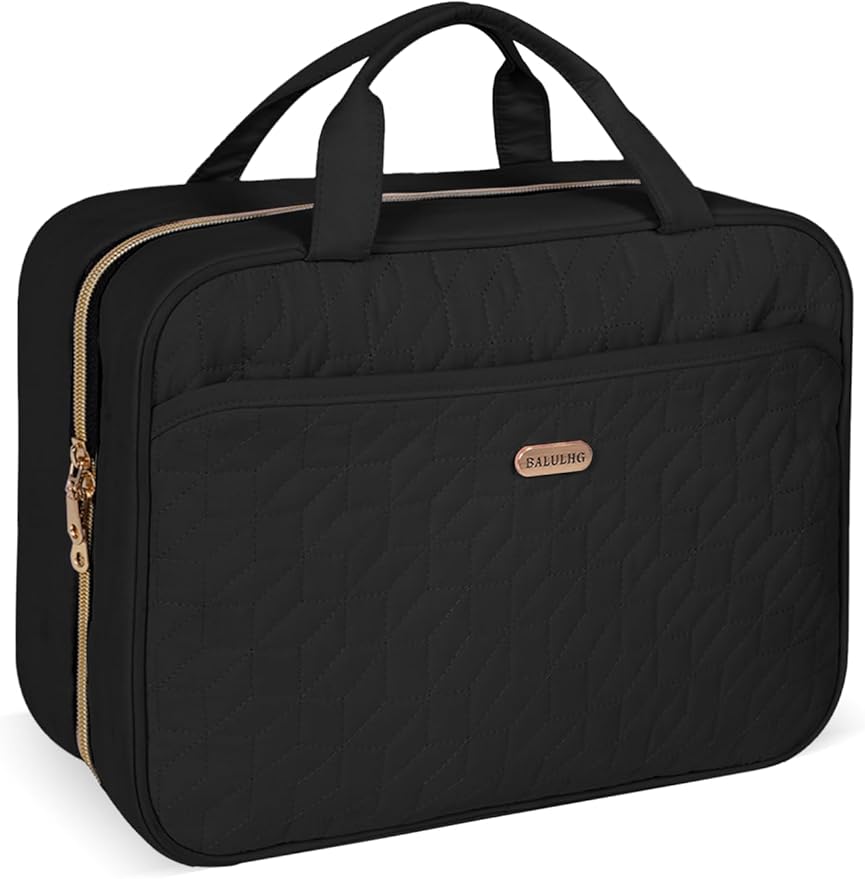 Black Toiletry Bag, Makeup Organizer, Travel Bag by BALULHG