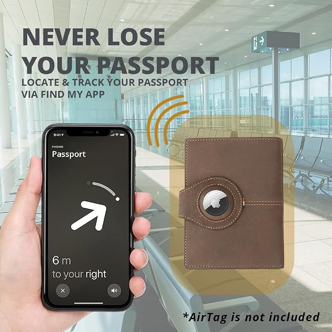 GARZINI Passport Holder with AirTag, Passport Wallet with RFID, Travel - Image 2