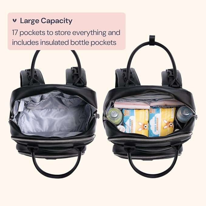 BabbleRoo Leather Diaper Bag Backpack - Image 4
