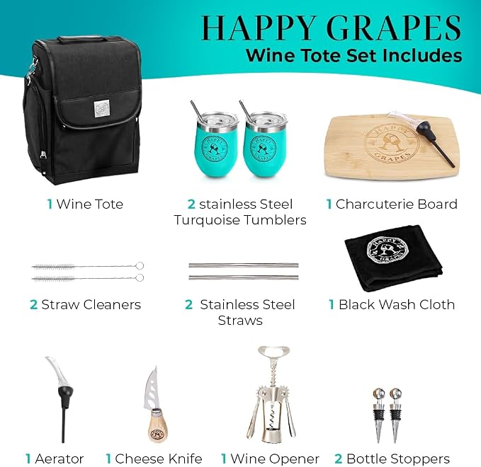 Happy Grapes Wine Tote Bag Set - Image 4