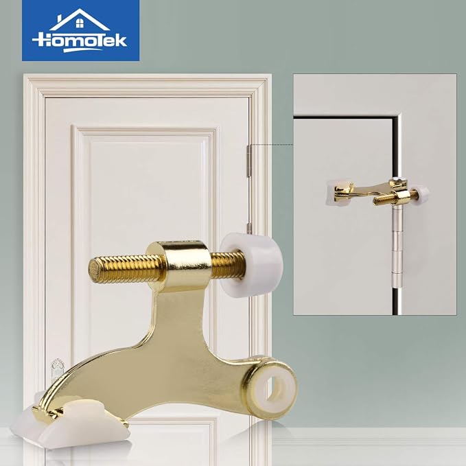 HOMOTEK 2 Pack Hinge Pin Bright Brass Door Stopper, Adjustable Deluxe Heavy - Image 6