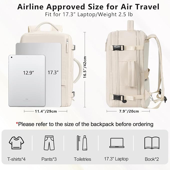 Travel Backpack for Women, Large Carry On Backpack for Travel, Waterproof - Image 2