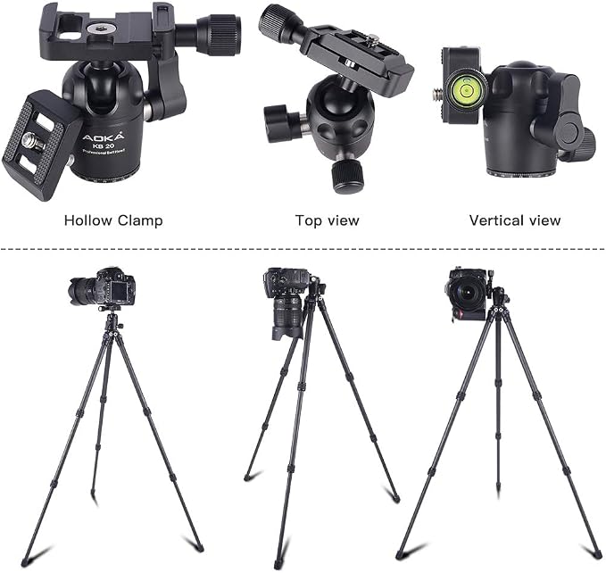AOKA 28in/1.1lb Mini Portable Carbon Fiber Tripod, Lightweight Compact Travel - Image 6