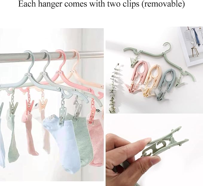 24 Pcs Travel Hangers with 48 Pcs Clips, Portable Folding Clothes Hangers - Image 6