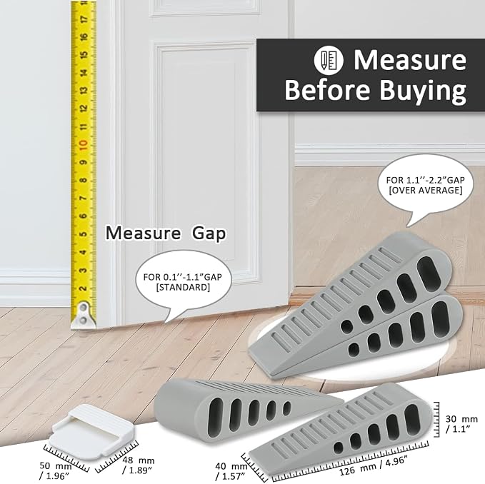 JQK Rubber Door Stopper Wedge, Wooden Floor, DSB61-GY-P3 - Image 2
