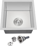 15 x 15 Inch Undermount Kitchen Sink, T-304 Stainless Steel Handmade Single by DROPINKITCHENSINK