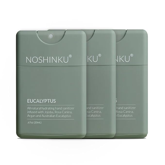 Noshinku - Refillable Hand Sanitizer Eucalyptus 3-Pack, Travel Size Spray by Noshinku