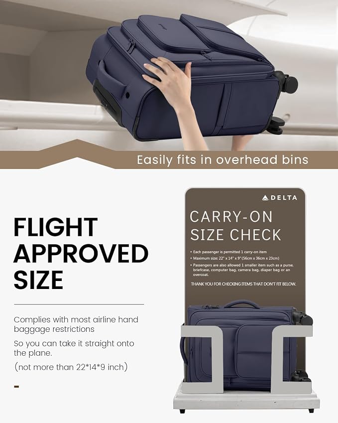 LOVEVOOK Carry On Luggage 22x14x9 Airline Approved, 22 Inch Softside Suitcases - Image 3