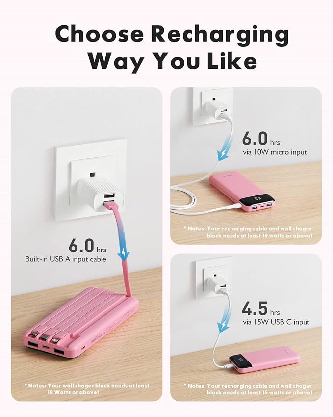 charmast Portable Charger with Built in Cables, Power Bank with Cords Wires - Image 4