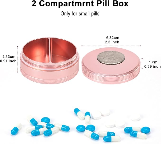 Metal Pill Case 2 Compartment - Image 2