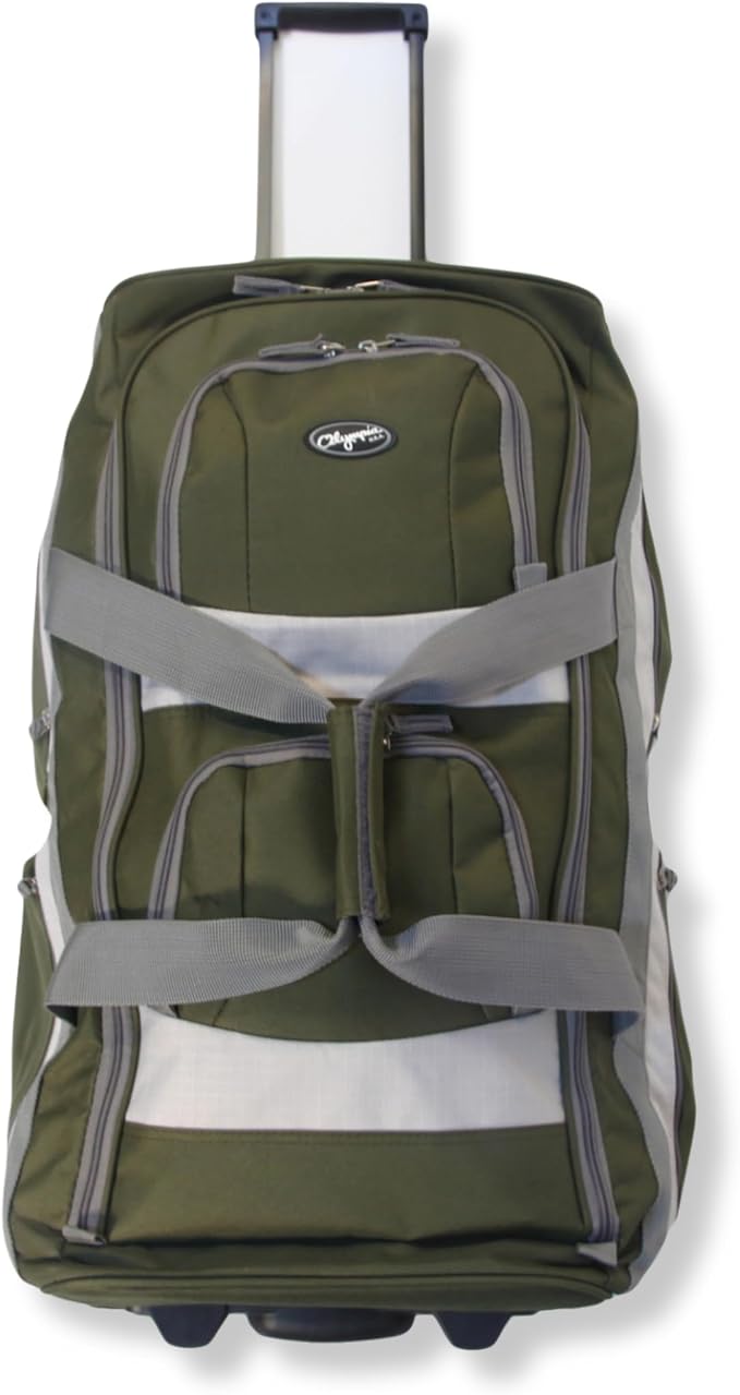 Olympia U.S.A. 29 inch Jumbo Size 8 Pockets Wheeled Rolling Duffel Bag Water by OlympiaUSA