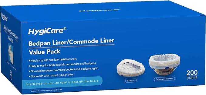 200 Count Enlarged Bedside Commode Liners by HygiCare