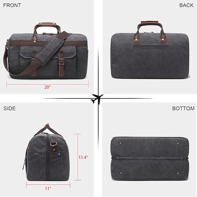 Duffle Bag for Men Waterproof Genuine Leather Canvas Travel Duffel Bags for - Image 7