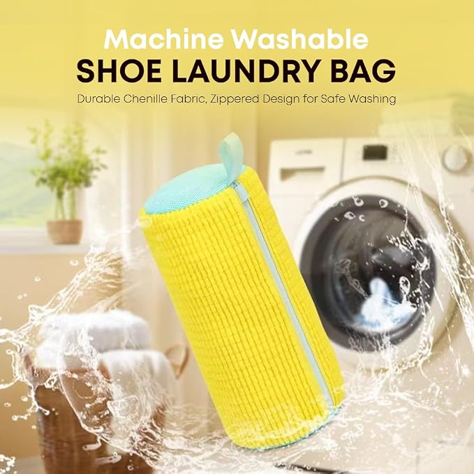 EPSCY Shoe Washing Machine Bag 2 Pack Yellow, 360° Wrap-Around Laundry Bags - Image 2