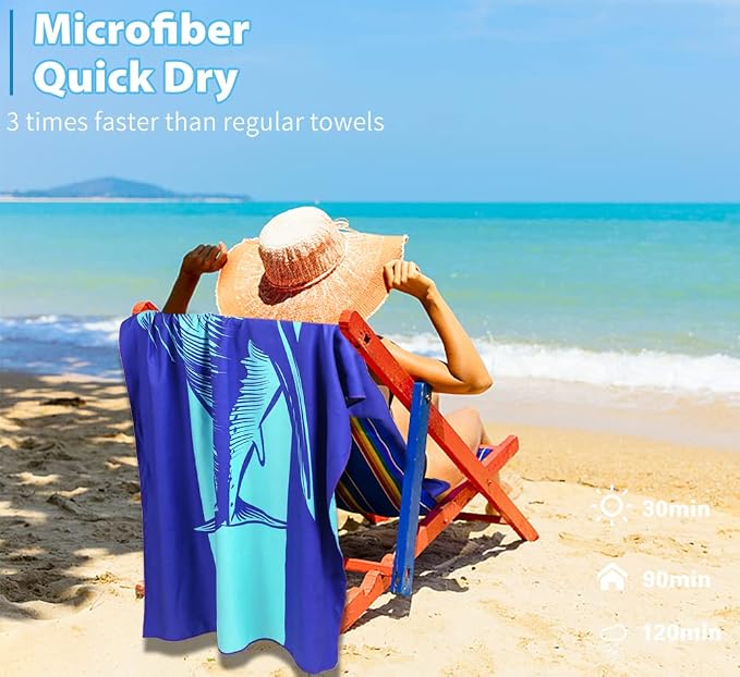 2 Pack Microfiber Lightweight Beach Towel 71"x32" Oversized Extra Large Thin - Image 6