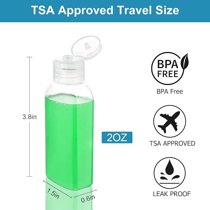 Cosywell Travel Bottles for Toiletries Plastic Squeeze Bottles 5pcs 2 oz TSA - Image 2