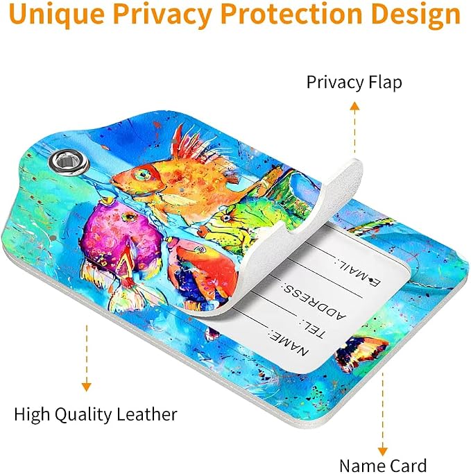 2 Pack Luggage Tag for Suitcase, Cute Unique Leather Bag Tags Identifiers - Image 3