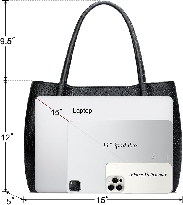 KKXIU Tote Bag for Women Vegan Leather Shoulder Purse Large Capacity Travel Bag - Image 5