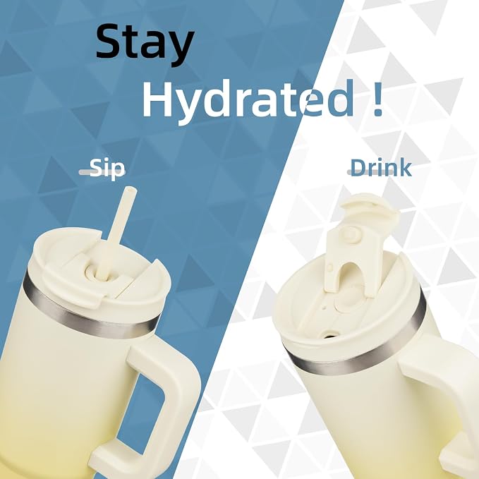30 oz Tumbler with Handle and 2 Straws, 2 in 1 Lid Insulated Water Bottle - Image 2
