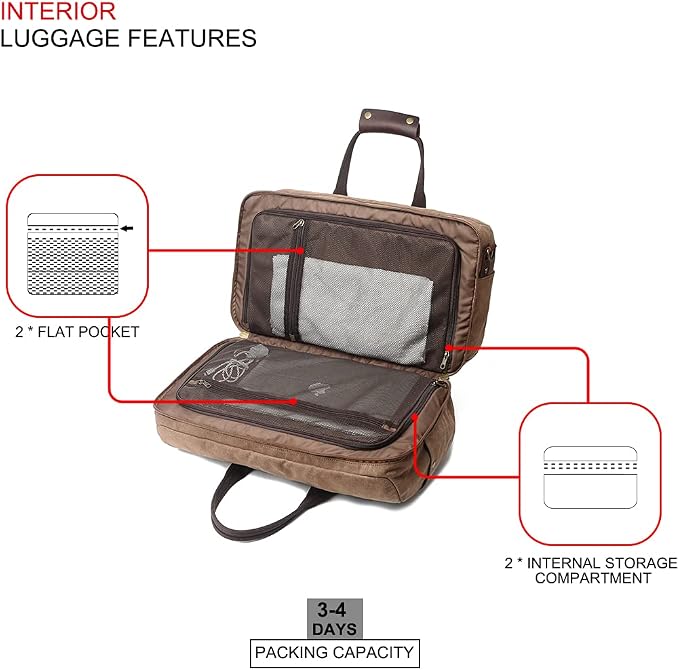 Duffle Bag for Men Waterproof Genuine Leather Canvas Travel Duffel Bags for - Image 2