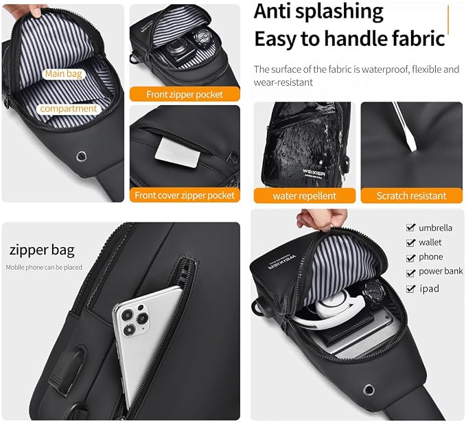 Waterproof Sling Bags Mens Shoulder Crossbody Backpack - Image 4