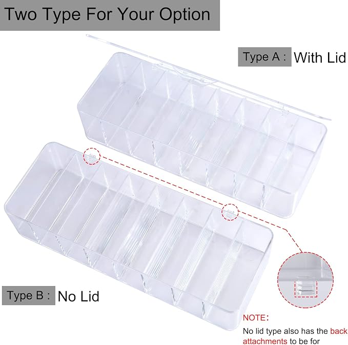 Acrylic Electronics Organizer-8 Sections Clear Cable Storage Bin Box, Cord - Image 4