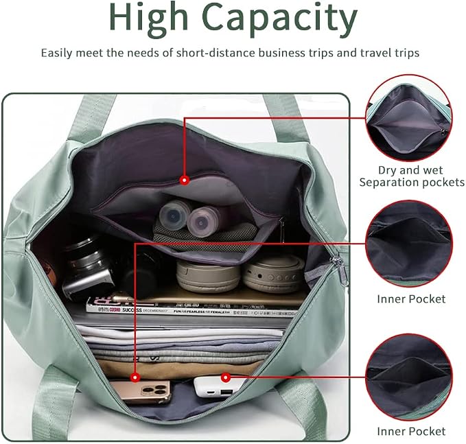 Large Capacity Foldable Travel Bag Expandable Portable Carry on Bag Dry&Wet - Image 4