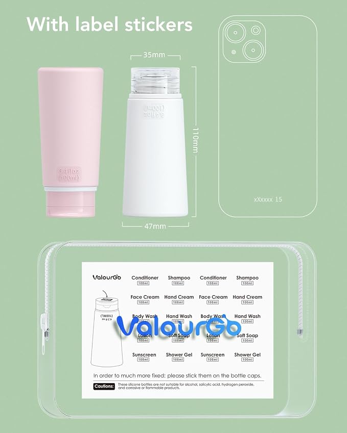 Valourgo Travel Bottles for Toiletries Tsa Approved Travel Size Containers BPA - Image 2