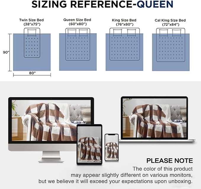PU MEI Sherpa Blanket Full/Queen Plaid Thick Bed Blanket, 90”*80” Super Soft - Image 8