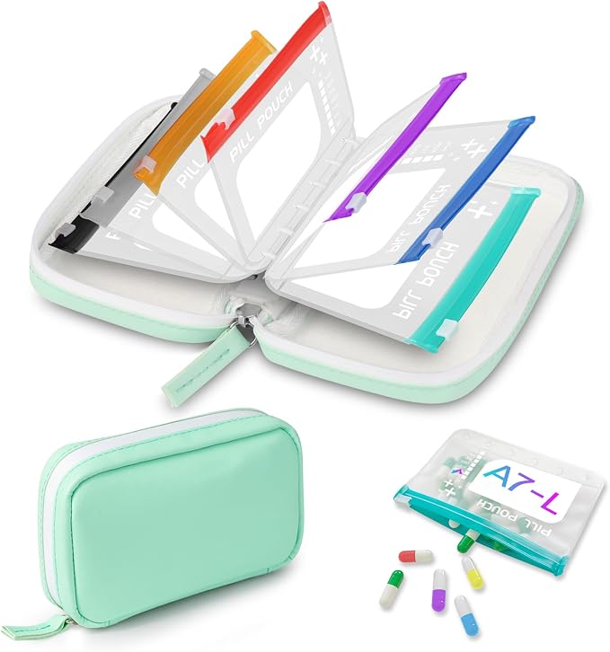 A7-L Water-Proof Pill Pouch Set， Large Pill Organizer, BPA Free, A7-L Pill by Timueetech