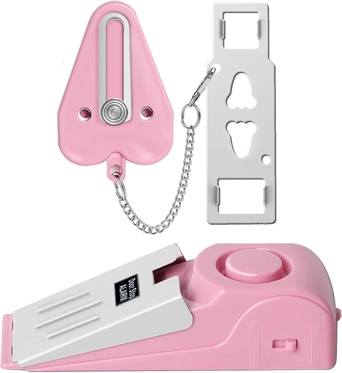 Portable Door Lock & Door Stop Alarm Set, Dual Protection Home Security Door Kit by HNHMT