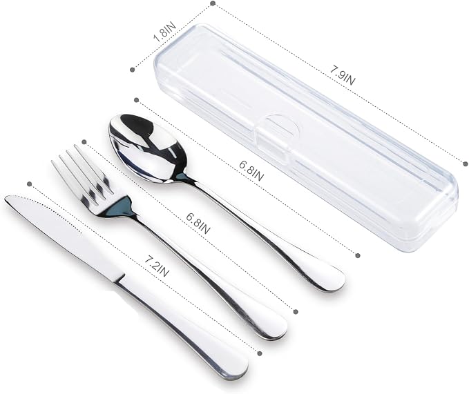 Travel Utensils With Case, Stainless Steel Reusable Portable Utensils Set With - Image 4