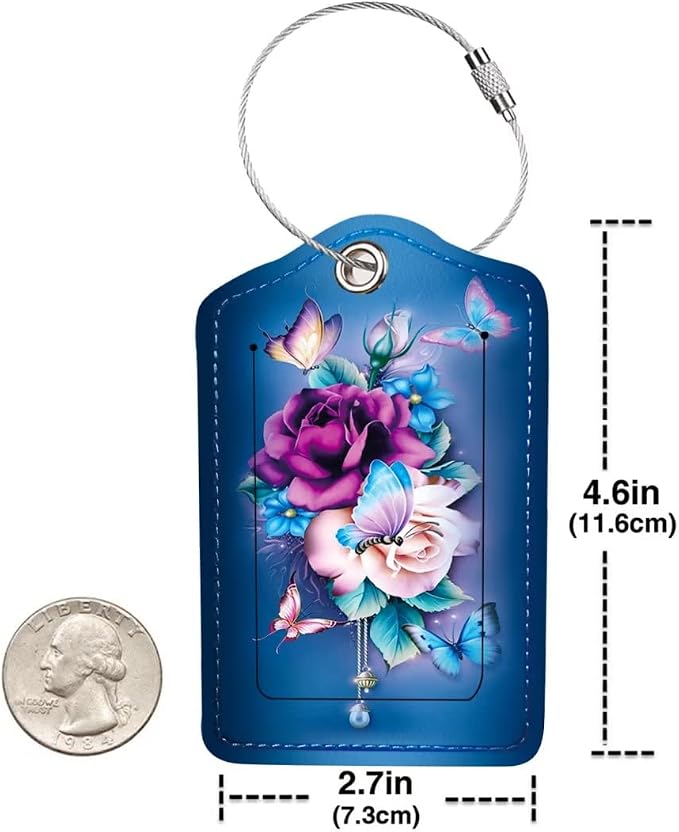 2 Pack Luggage Tag for Suitcase, Cute Unique Leather Bag Tags Identifiers - Image 2