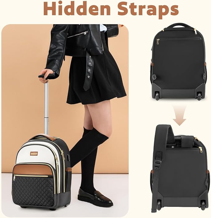 Small Rolling Backpack for Women, Lightweight Travel Backpack - Image 8