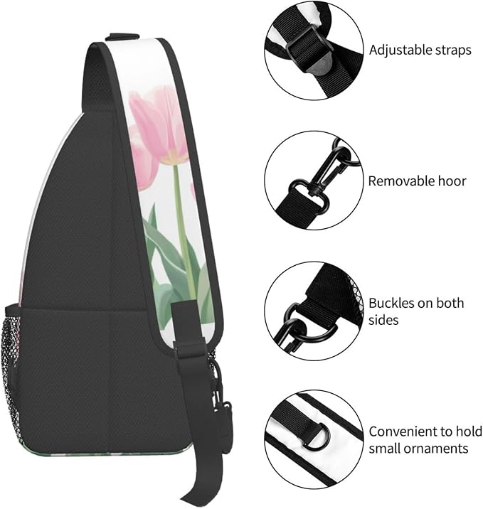 SUPLUCHOM Sling Bag Tulip Flower Hiking Daypack Crossbody Shoulder Backpack - Image 5