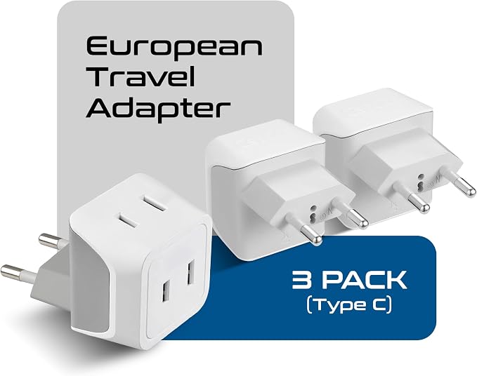 Ceptics European Travel Plug Adapter Europe Power Adaptor Charger Dual Input - Image 2