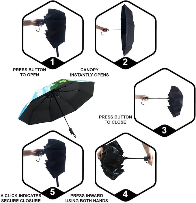 SY COMPACT Travel Umbrella Windproof Automatic Umbrellas Small Compact UV Sun - Image 3