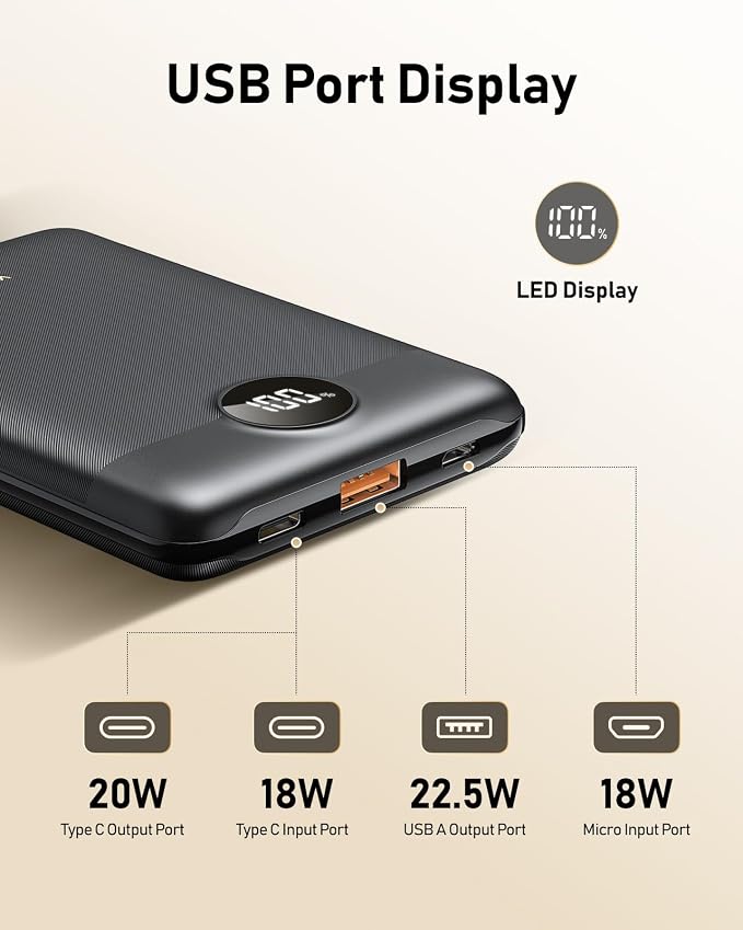 VEEKTOMX Small Portable Charger, Mini Power Bank 10000mAh, PD 22.5W Fast - Image 3
