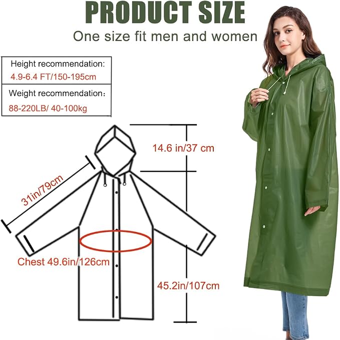 Rain Coats - Reusable EVA Rain Ponchos - Image 3