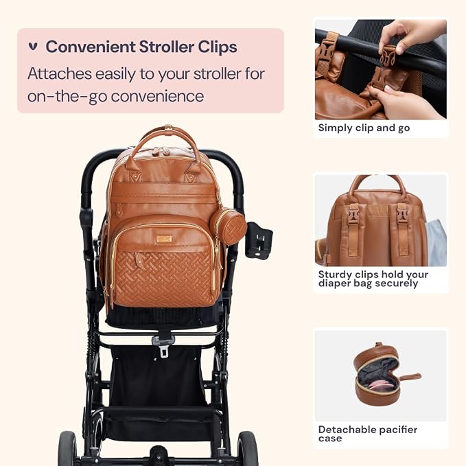 BabbleRoo Leather Diaper Bag Backpack - Image 7