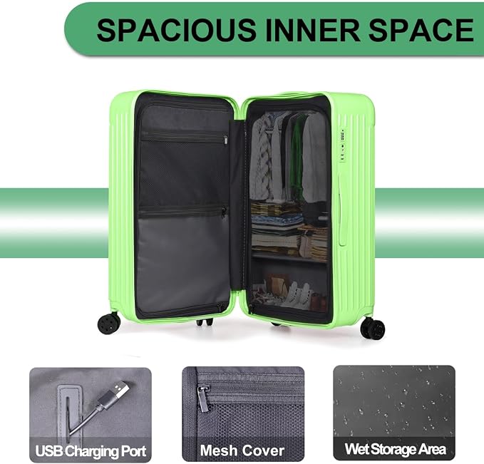 Krute Luggage with Spinner Double Wheels Suitcases with USB Port and Cup Holder - Image 7
