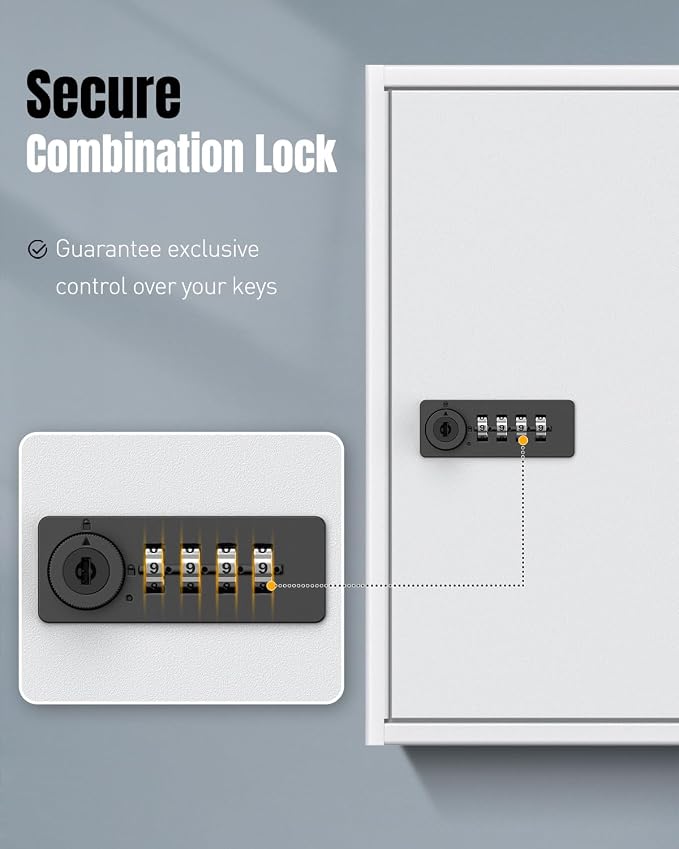 Uniclife 60 Position White Key Cabinet Steel Security Storage Box - Image 3