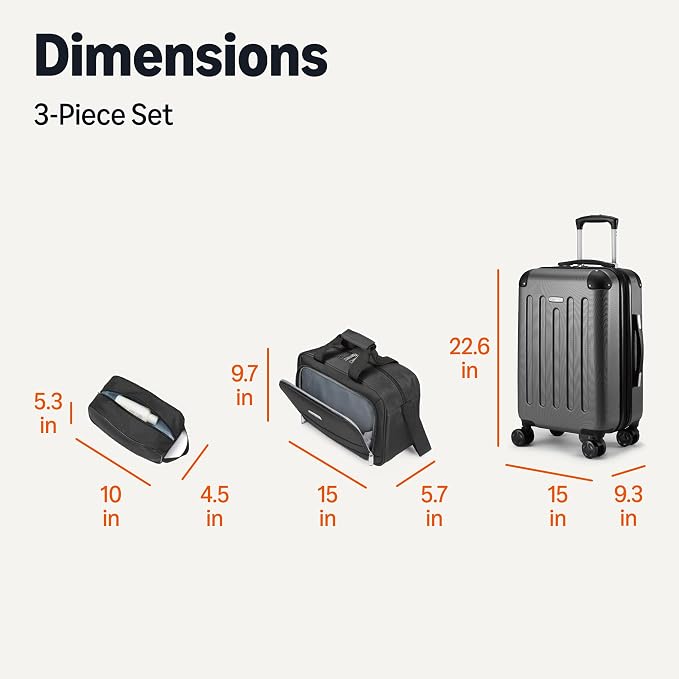 Amazon Basics 3-Piece Luggage Set, Including Carry-On Luggage, and 10" Compact - Image 6