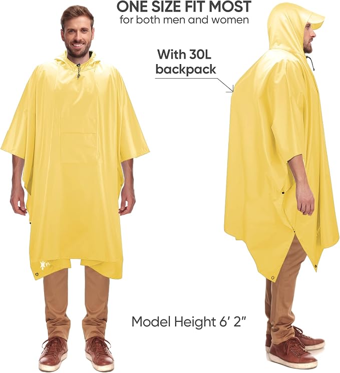 PTEROMY Hooded Rain Poncho for Adult - Image 4