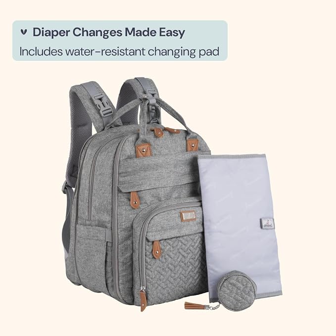BabbleRoo Extra Large Diaper Bag Backpack, Expandable Baby Bag - Image 7