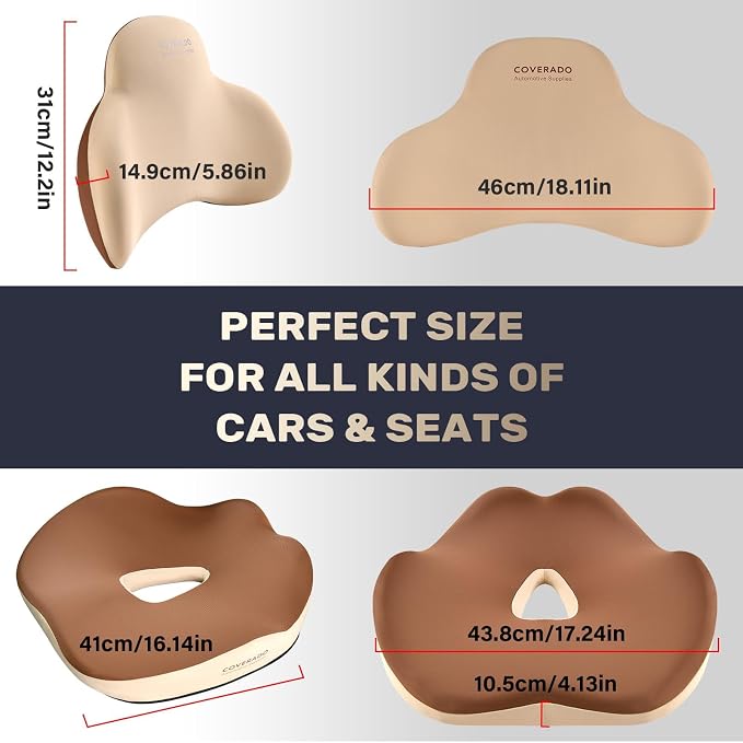 Coverado Car Seat Cushion and Lumbar Support Pillow, Memory Foam Ergonomic Back - Image 6