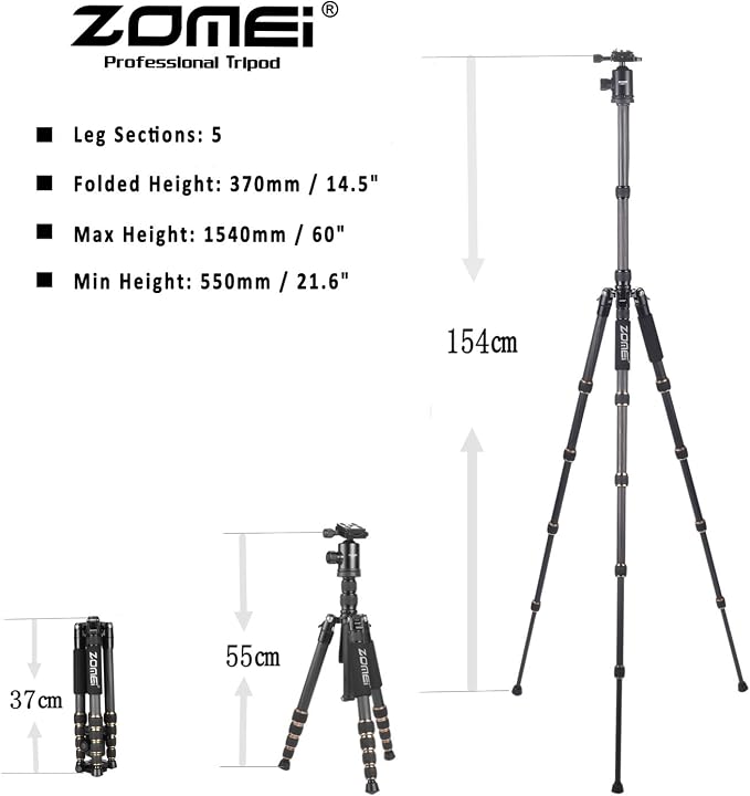 ZoMei Z669 Magnesium Aluminum Alloy Travel Camera Tripod - Image 2