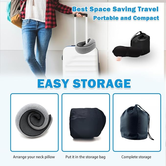 Travel Neck Pillow for Airplane, Memory Foam Travel Neck Pillow, Adults turtle - Image 6