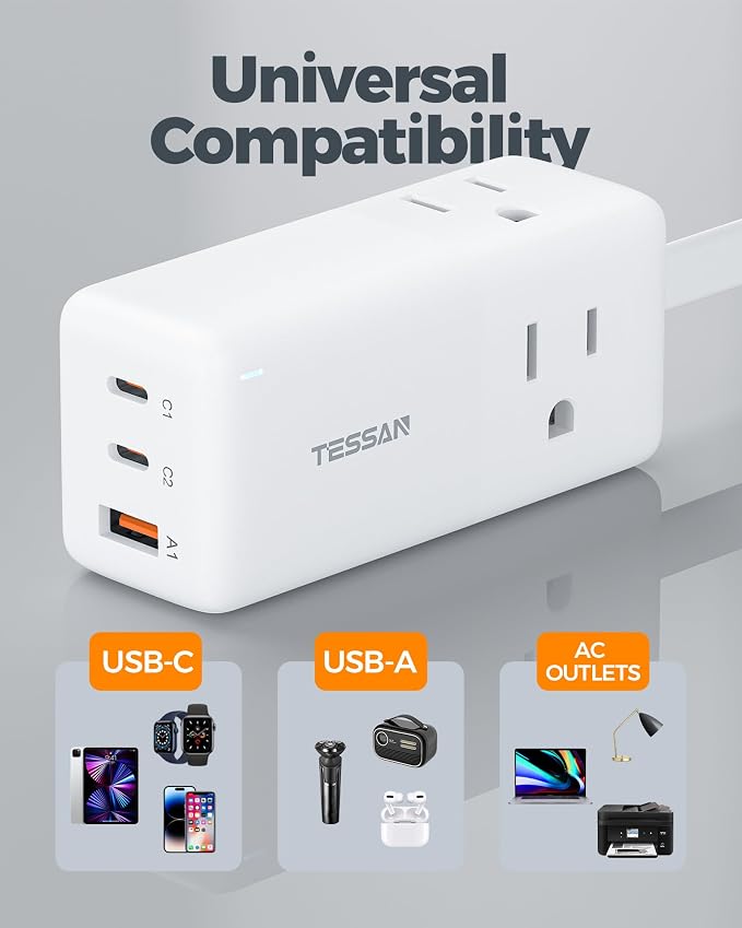 TESSAN USB Charging Station PD 30W, Flat Plug USB C Charger Blocks - Image 6