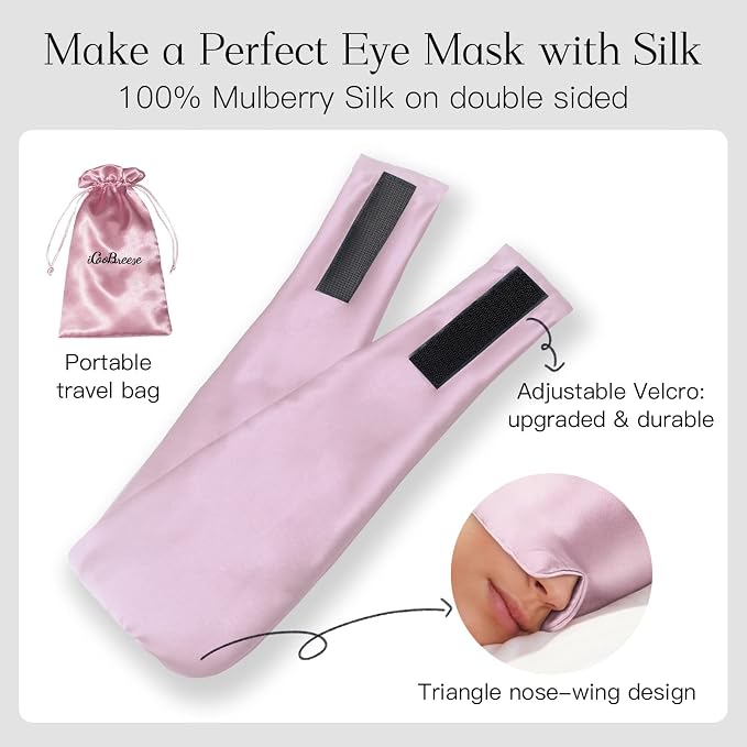 100% Natural Silk Eye Mask for Women Men, Soft Pressureless Cooling Blackout - Image 6